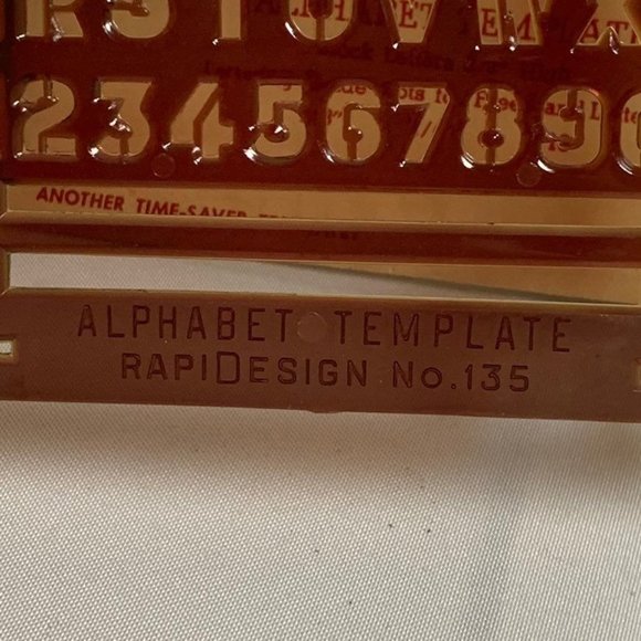 Vintage RAPIDESIGN #135 Template Alphabet Numerals Lettering - Picture 2 of 3